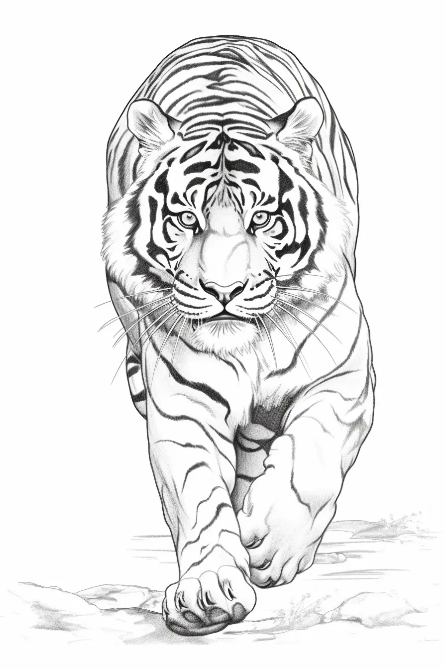 Realistic Tiger Coloring Pages for Kids