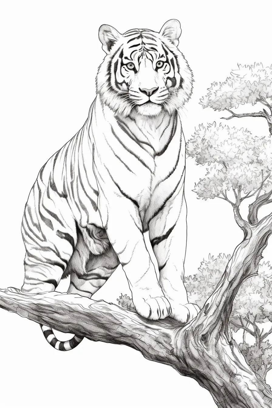 Siberian Tiger Realistic Tiger Coloring Pages