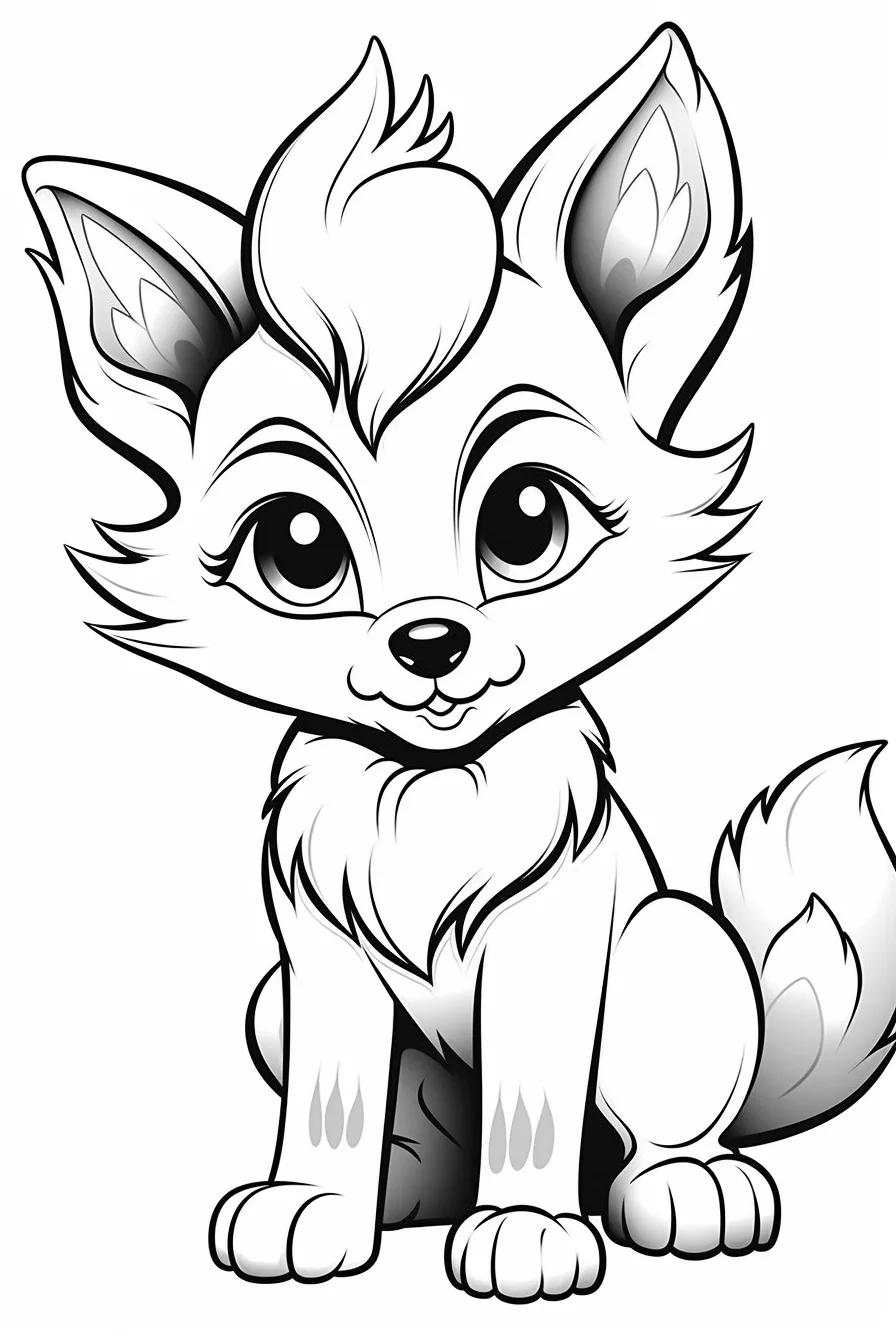 anime cute wolf coloring pages