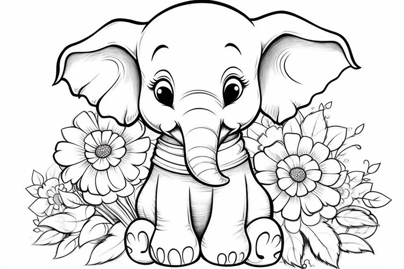 baby cute elephant coloring pages