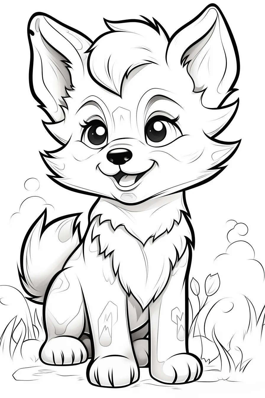 baby wolf coloring pages cute