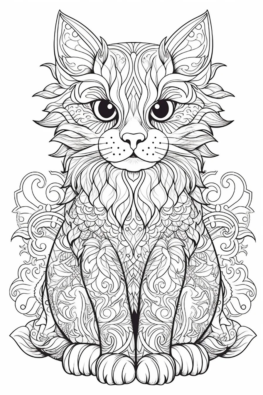 cat coloring pages for adults free