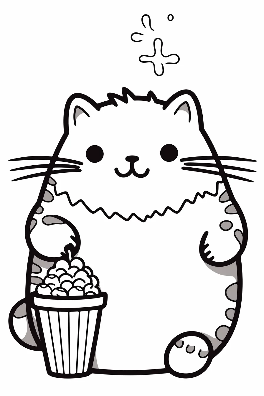 cat kawaii cute animal coloring pages