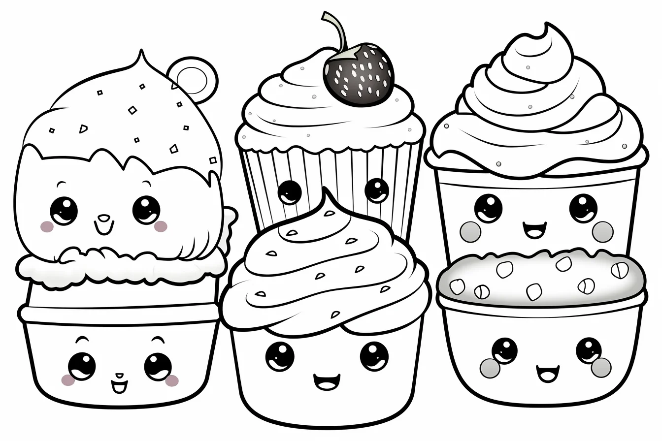 cute dessert kawaii food coloring pages