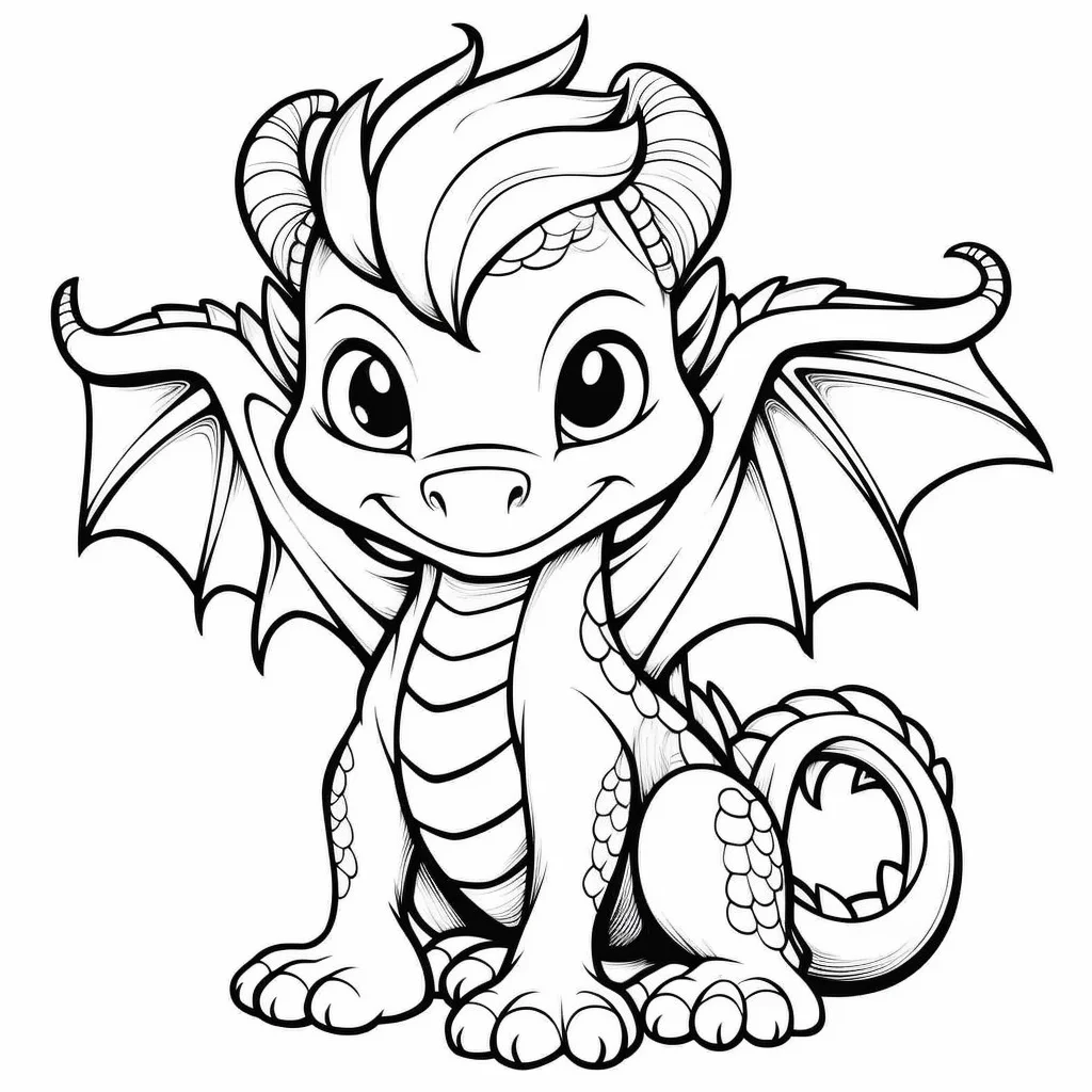 Free Printable Easy Cute Mythical Dragon Coloring Pages