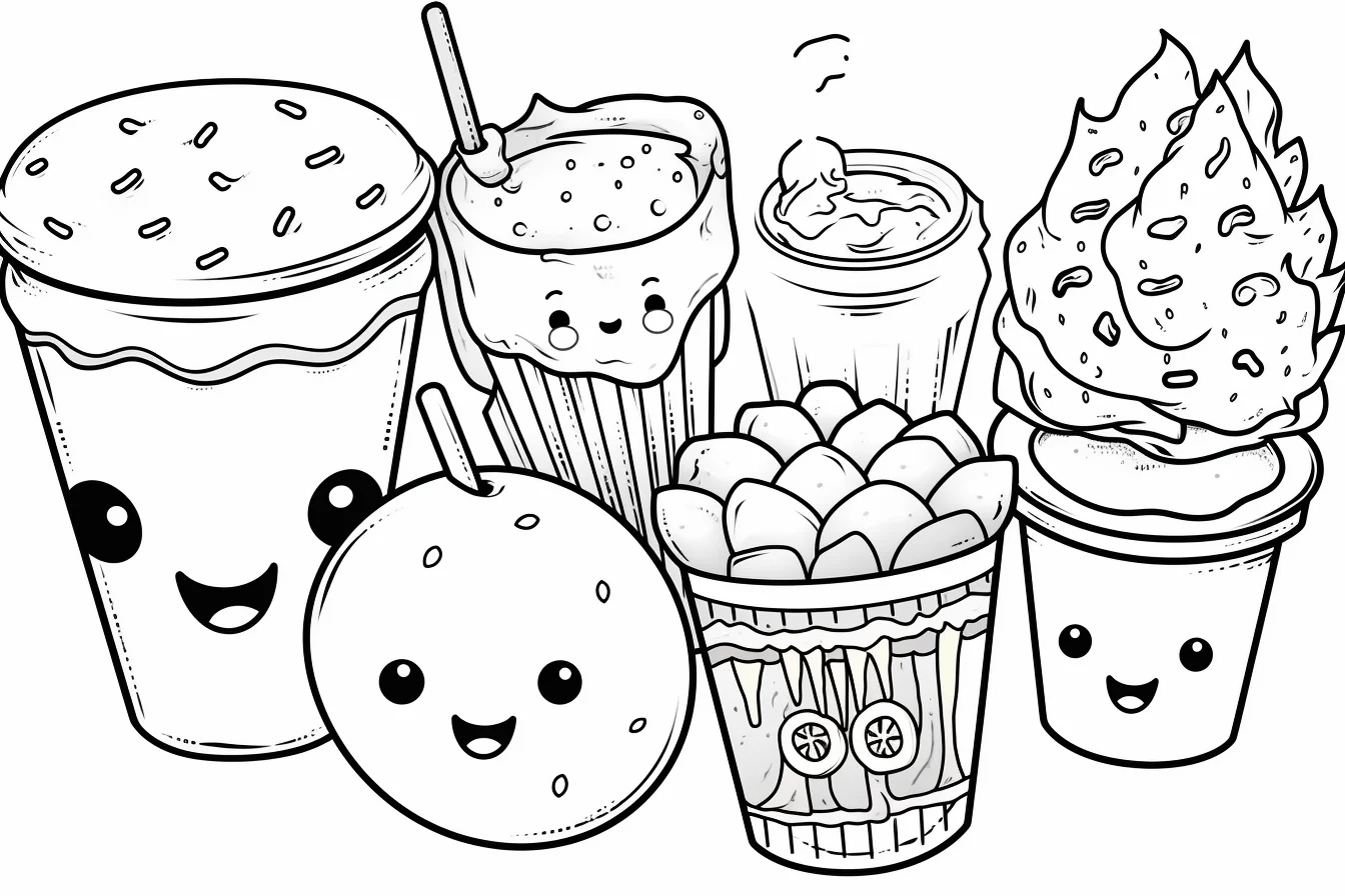 cute food coloring pages printable