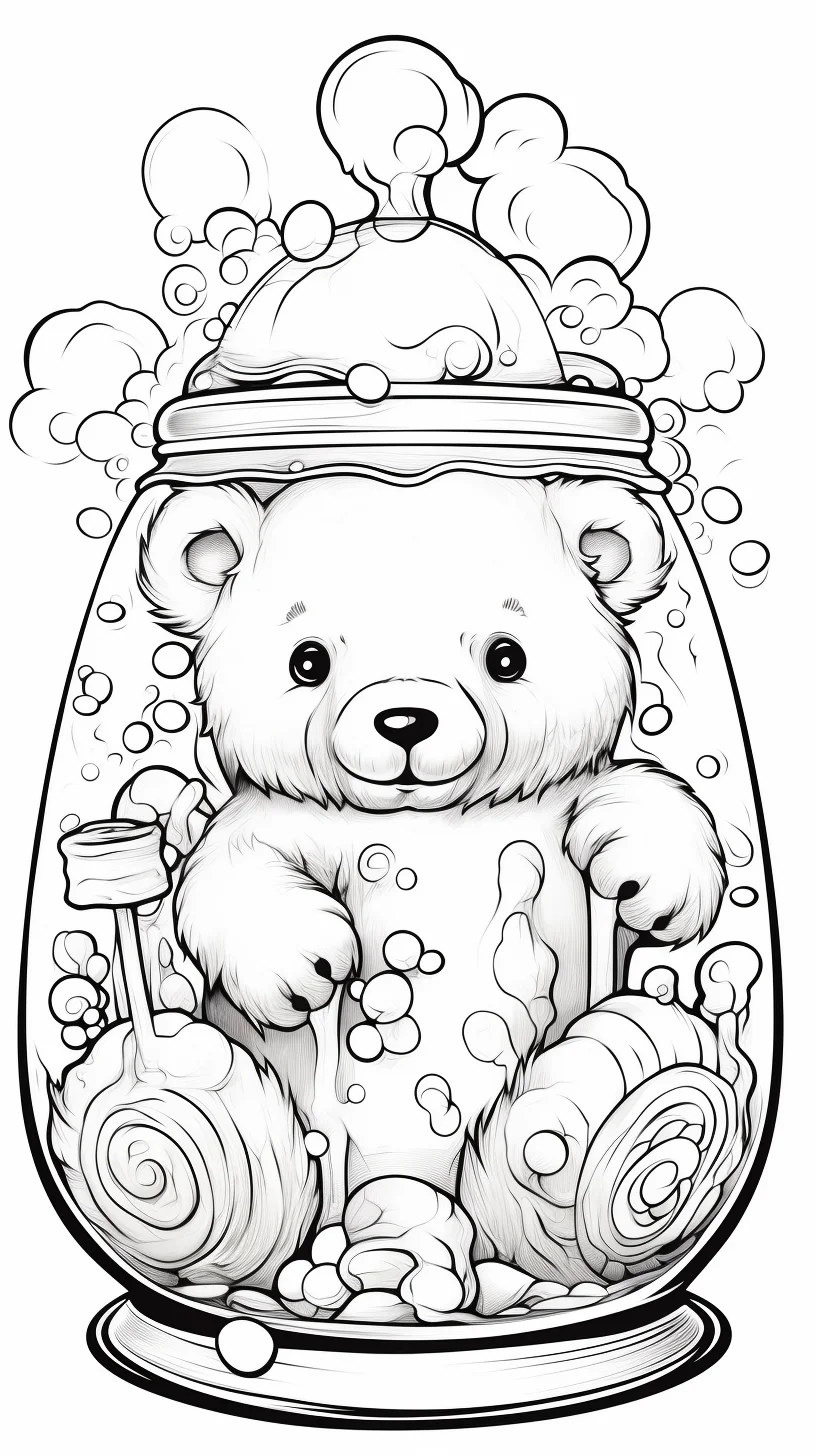 cute kawaii bear coloring pages