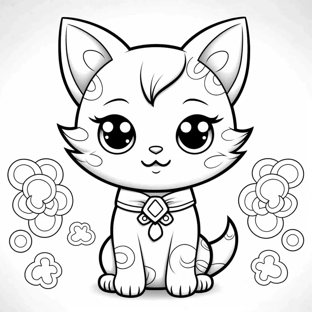 cute kawaii cat coloring pages