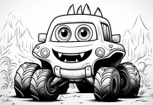 cute monster truck coloring page free