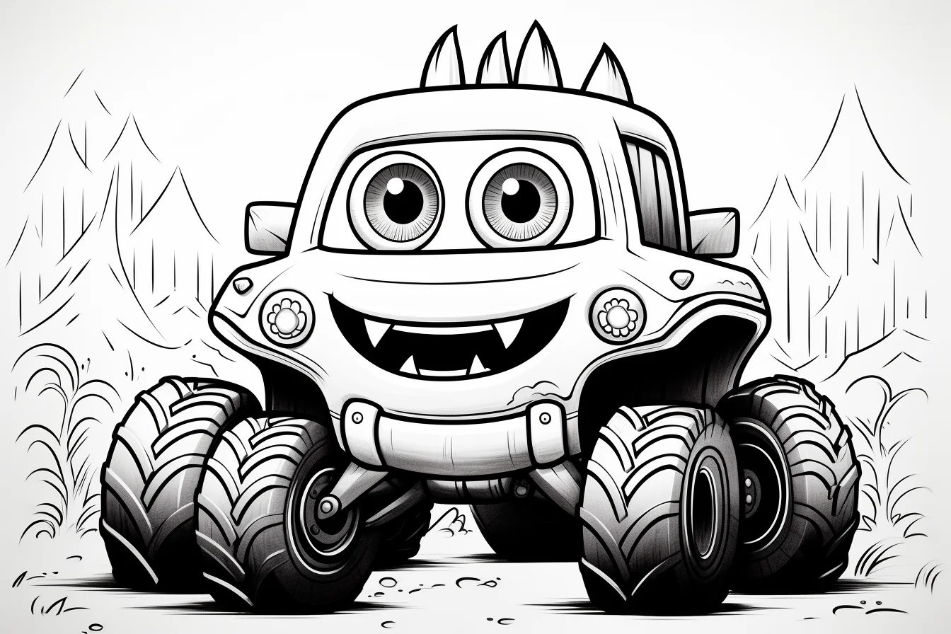 cute monster truck coloring page free