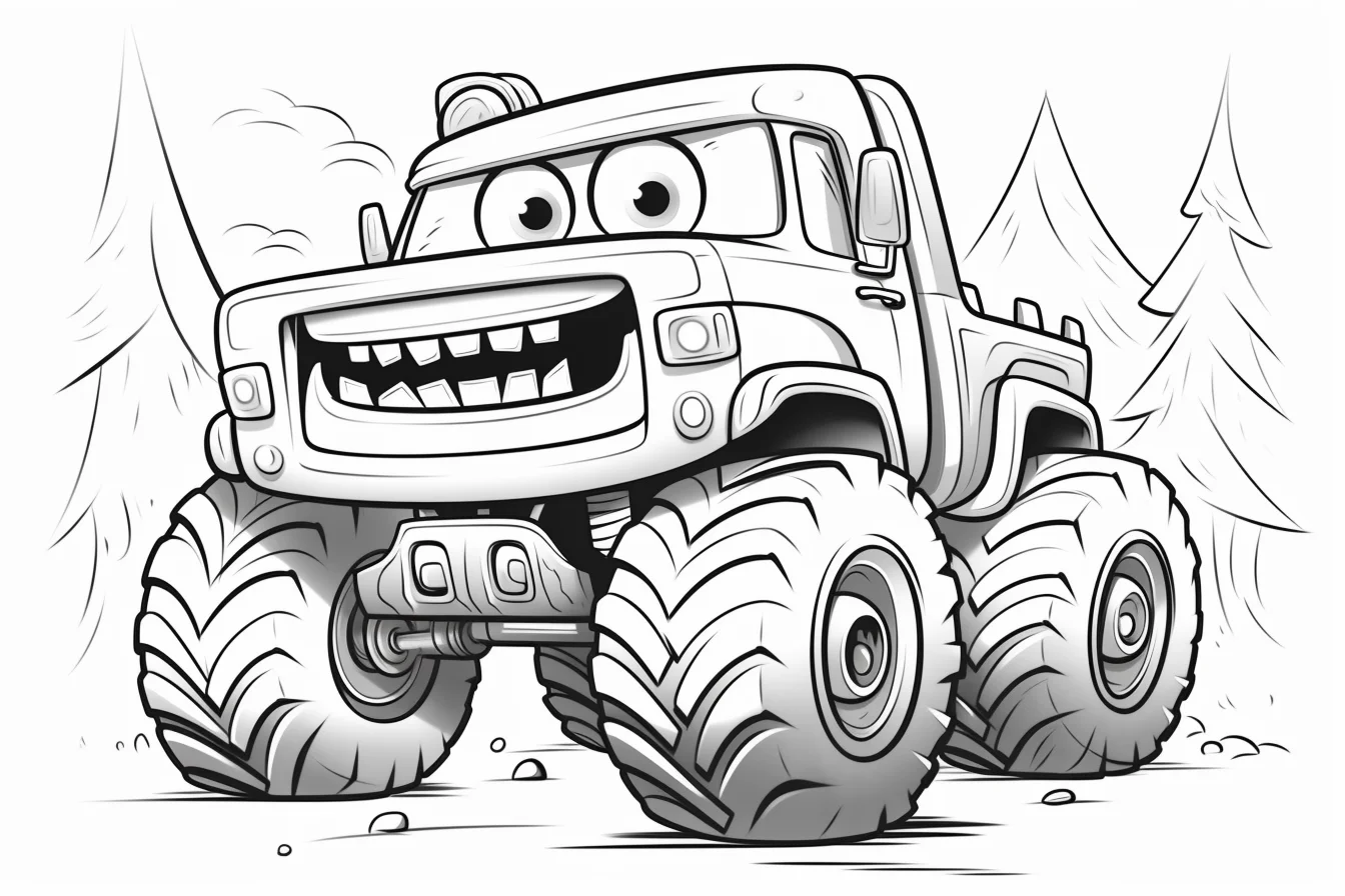 cute monster truck coloring page printable