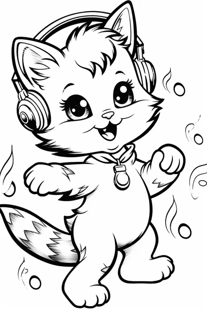cute printable kawaii cat coloring pages free