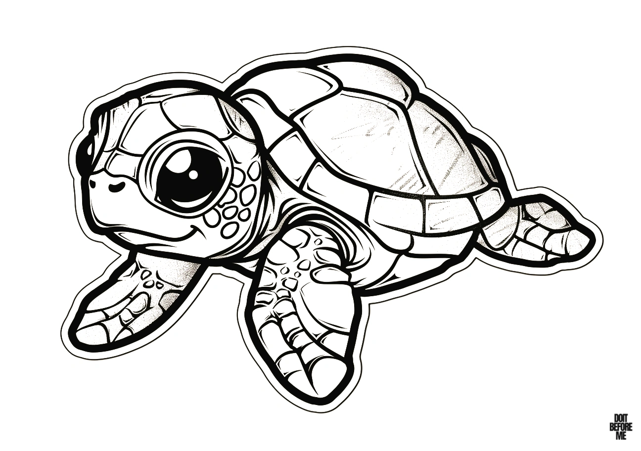 Free printable easy sea turtle coloring page set against a blank white background.