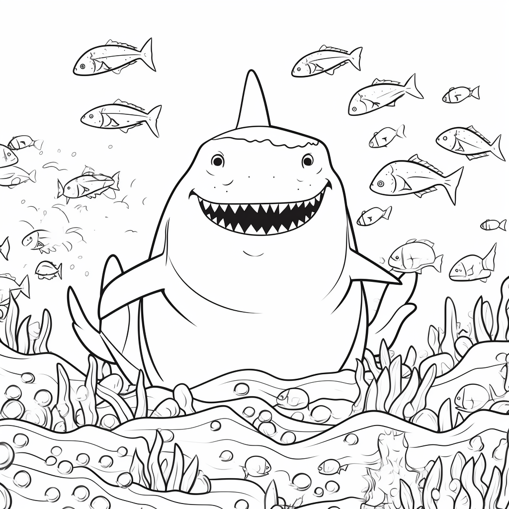 cute shark coloring sheet for kids