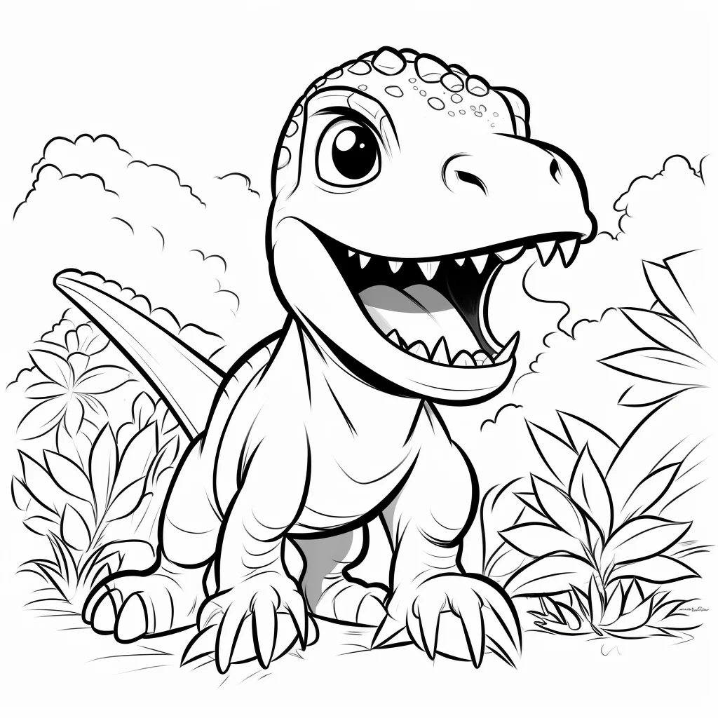 cute t rex coloring page for kids