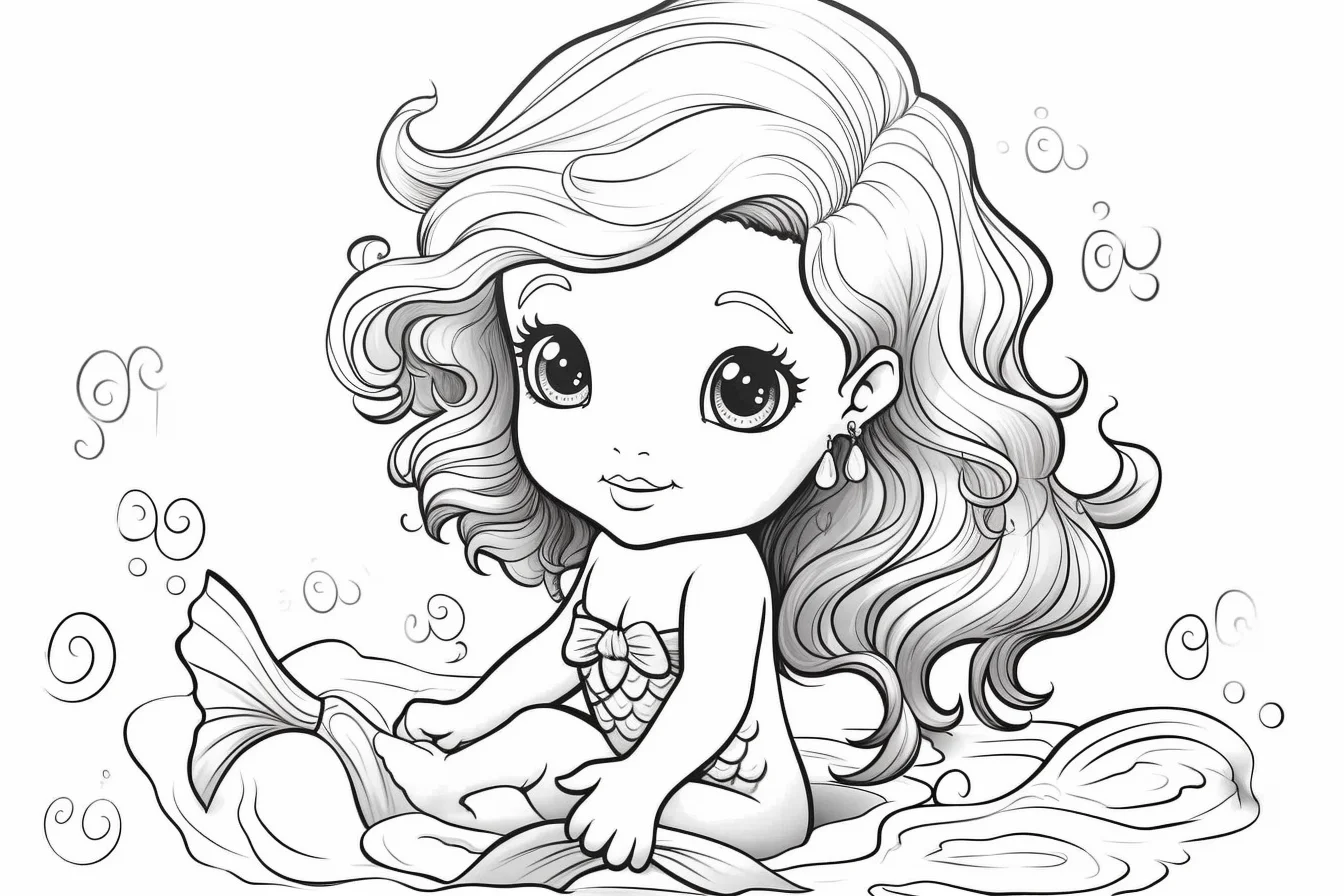 cute the little mermaid coloring pages free printable