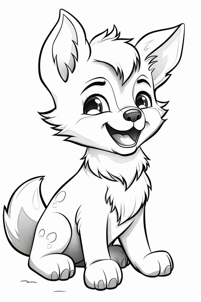 cute wolf pup wolf coloring pages