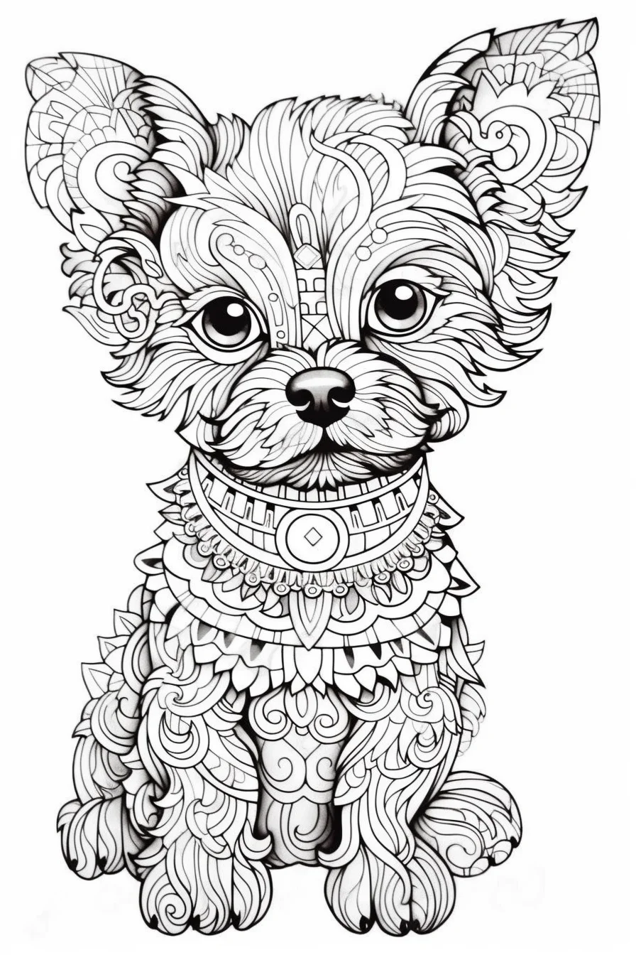 detailed puppy coloring pages for adults
