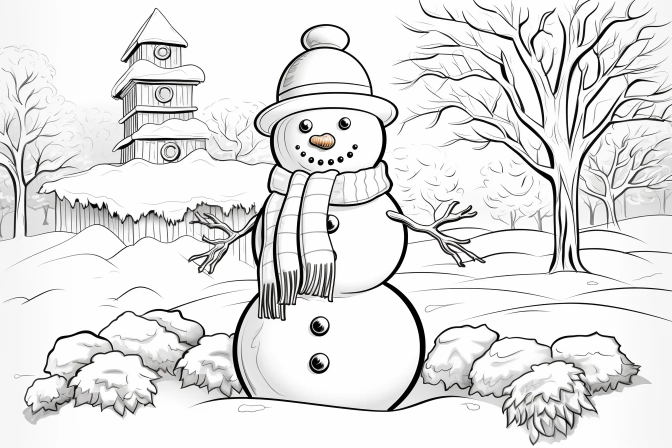 detailed snowman coloring page