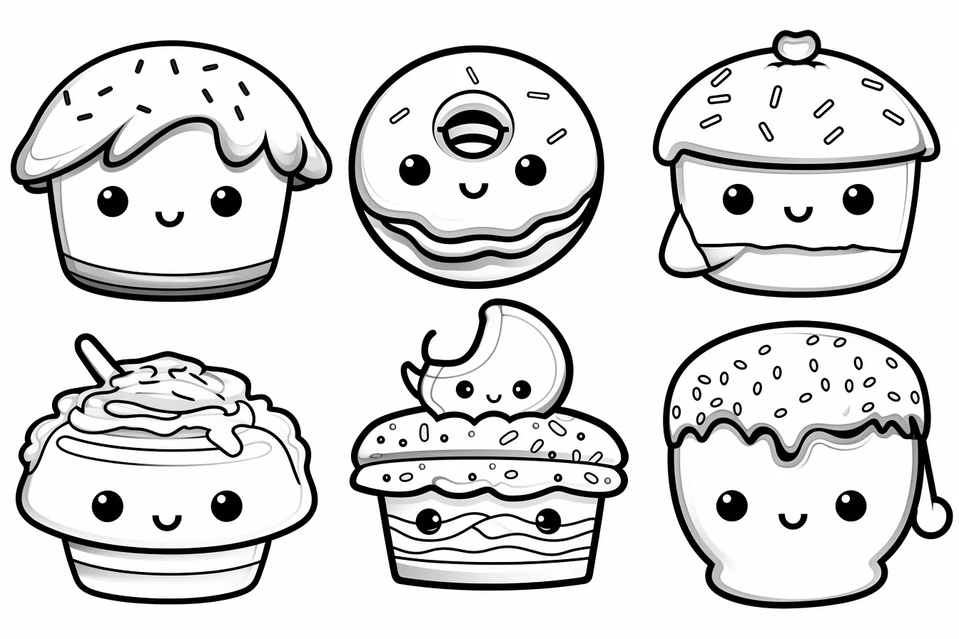 donut kawaii food coloring pages