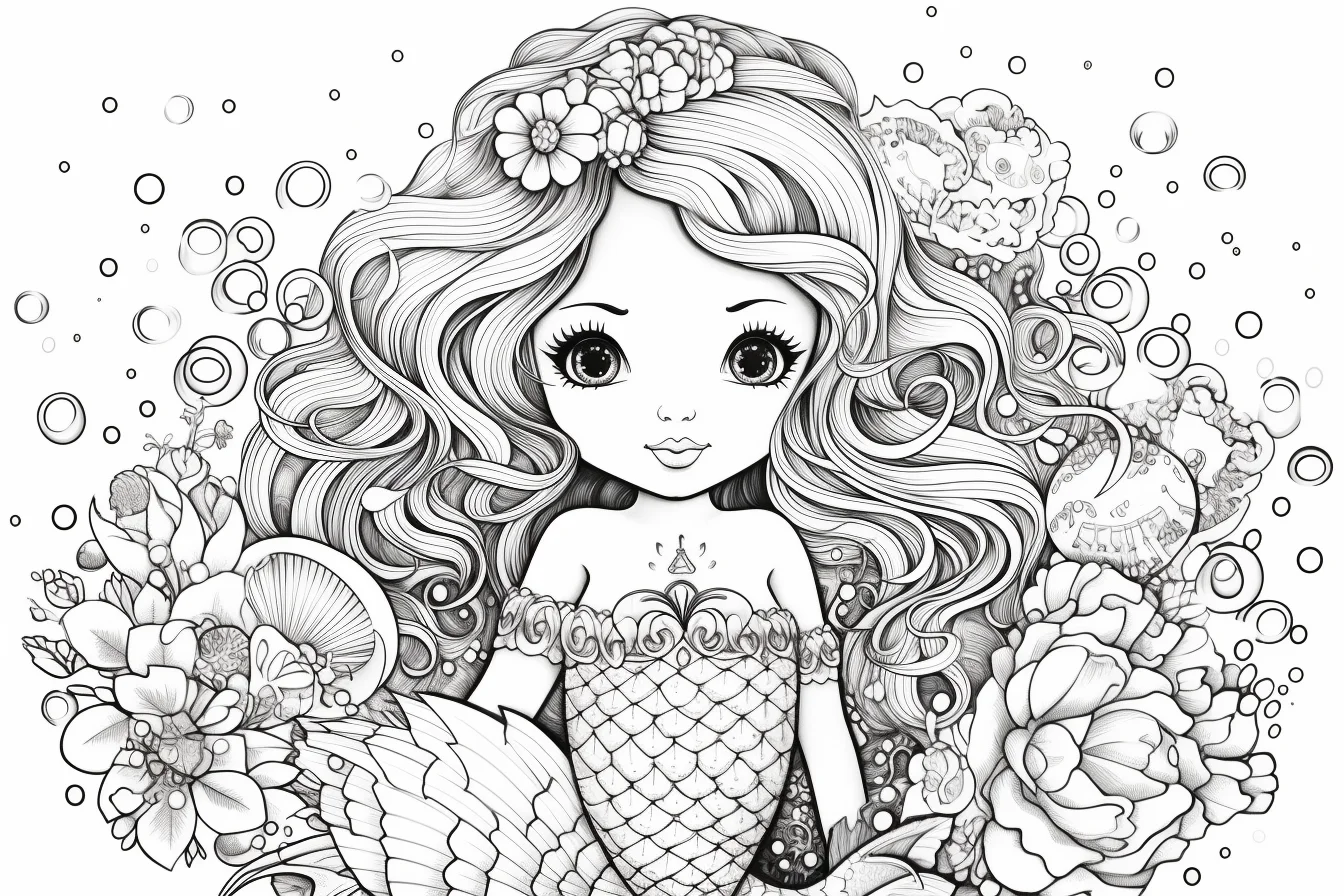 easy cute the little mermaid coloring pages printable