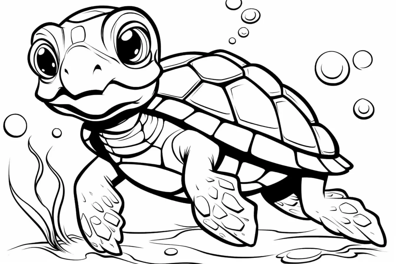 easy cute turtle coloring pages for kids