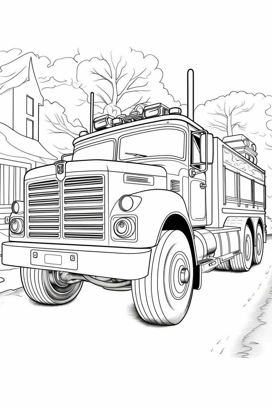 easy fire truck coloring page