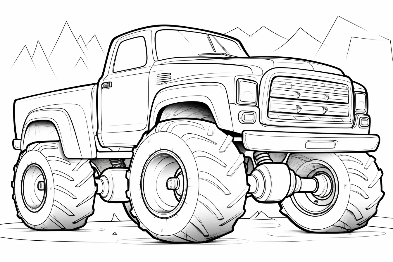easy monster truck coloring page