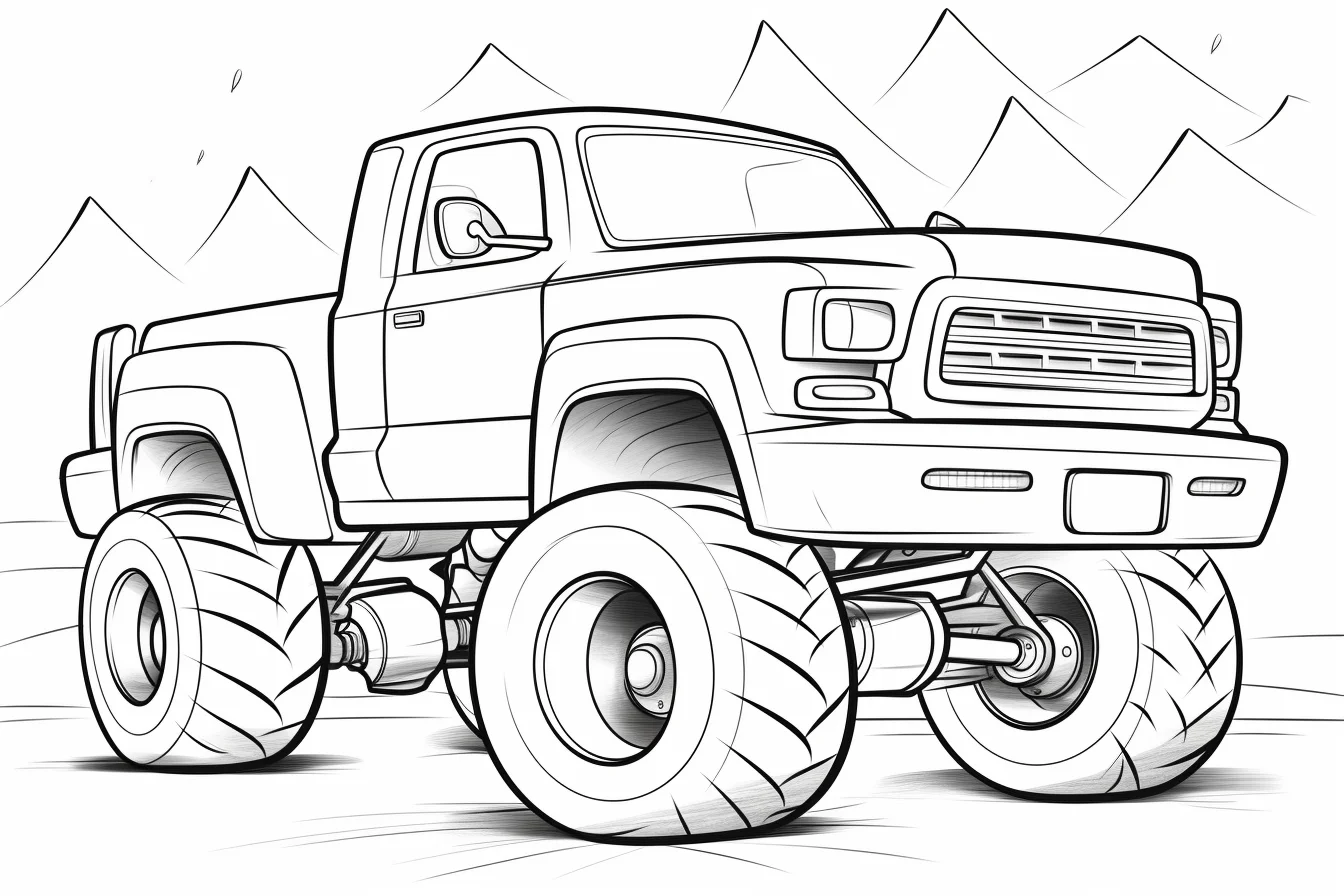 easy monster truck coloring page free printable