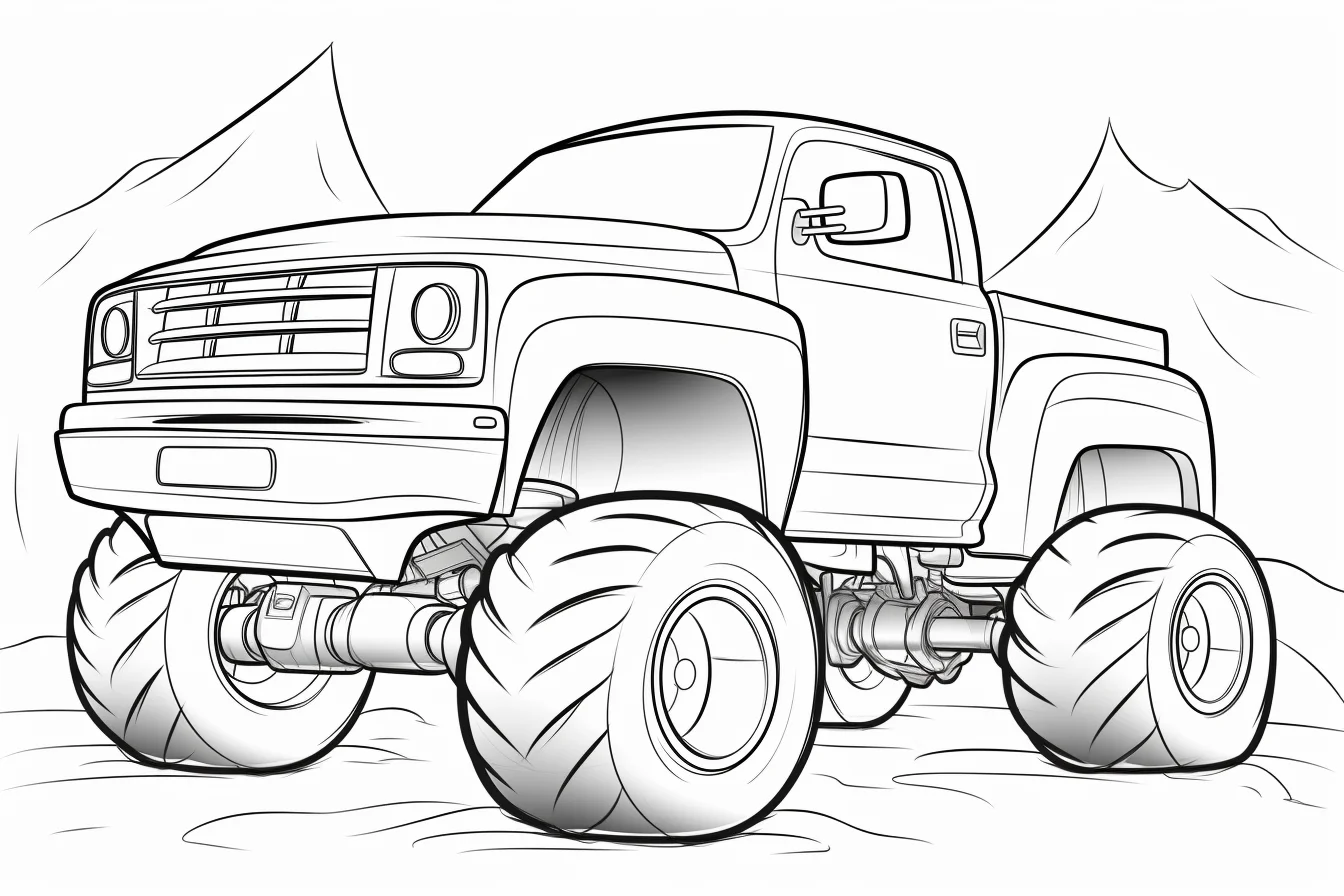 easy monster truck coloring page free