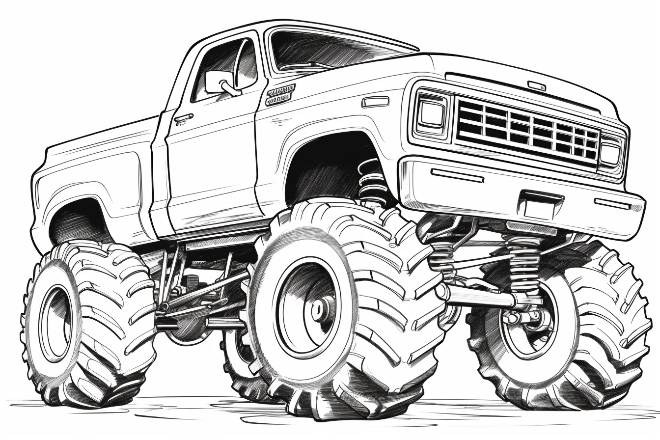 easy monster truck coloring page