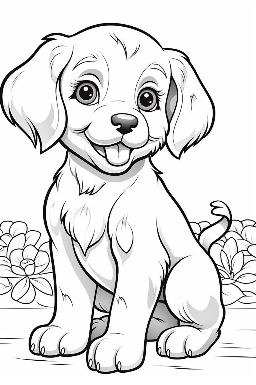 easy puppy coloring pages for kids
