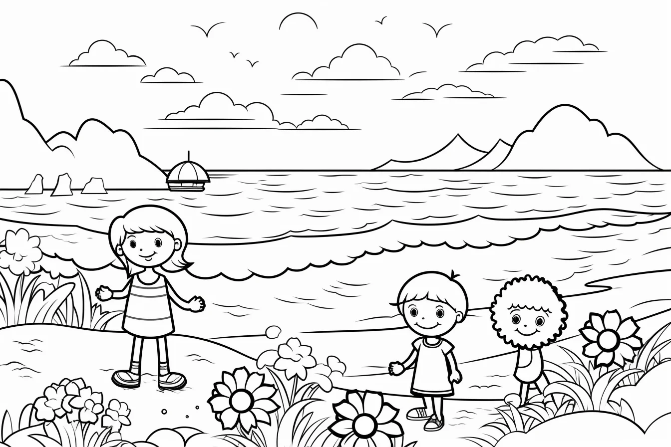 easy simple summer coloring pages