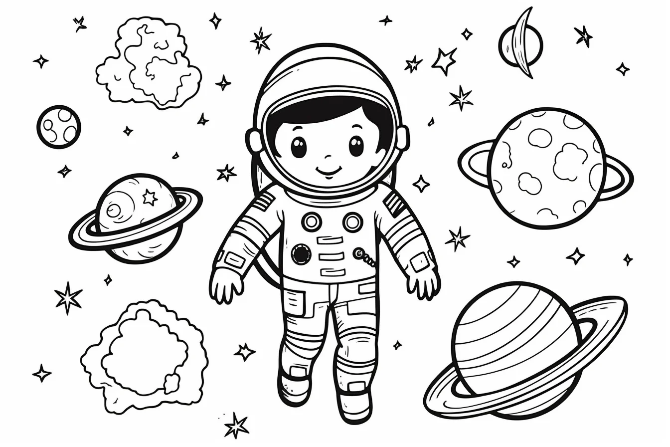 easy space coloring pages