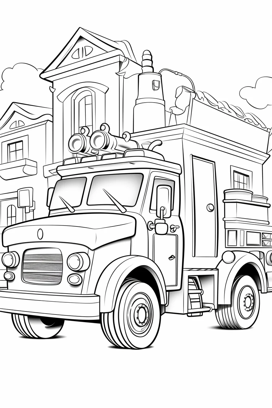 firetruck car coloring page