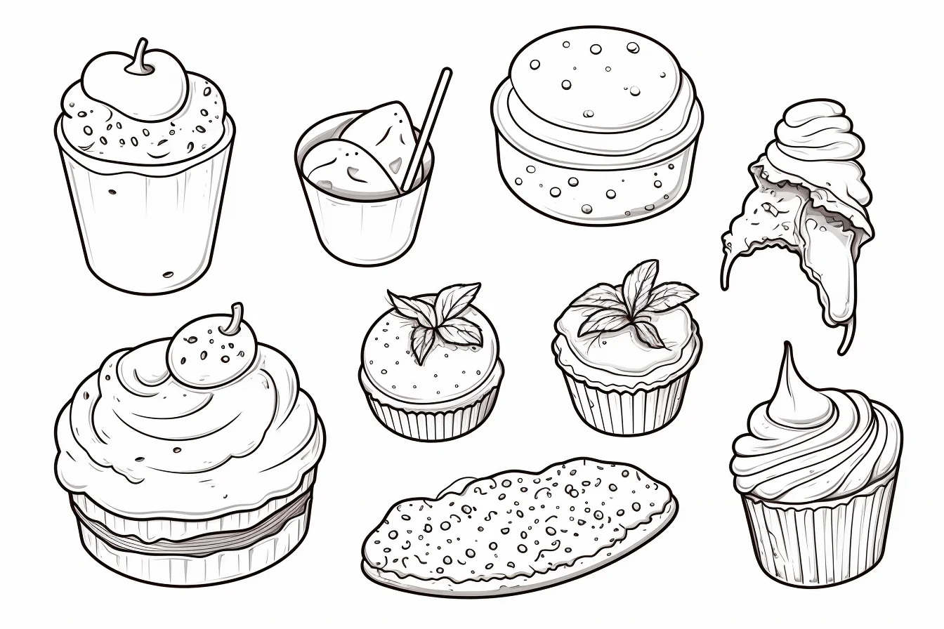 free cake dessert kawaii food coloring pages