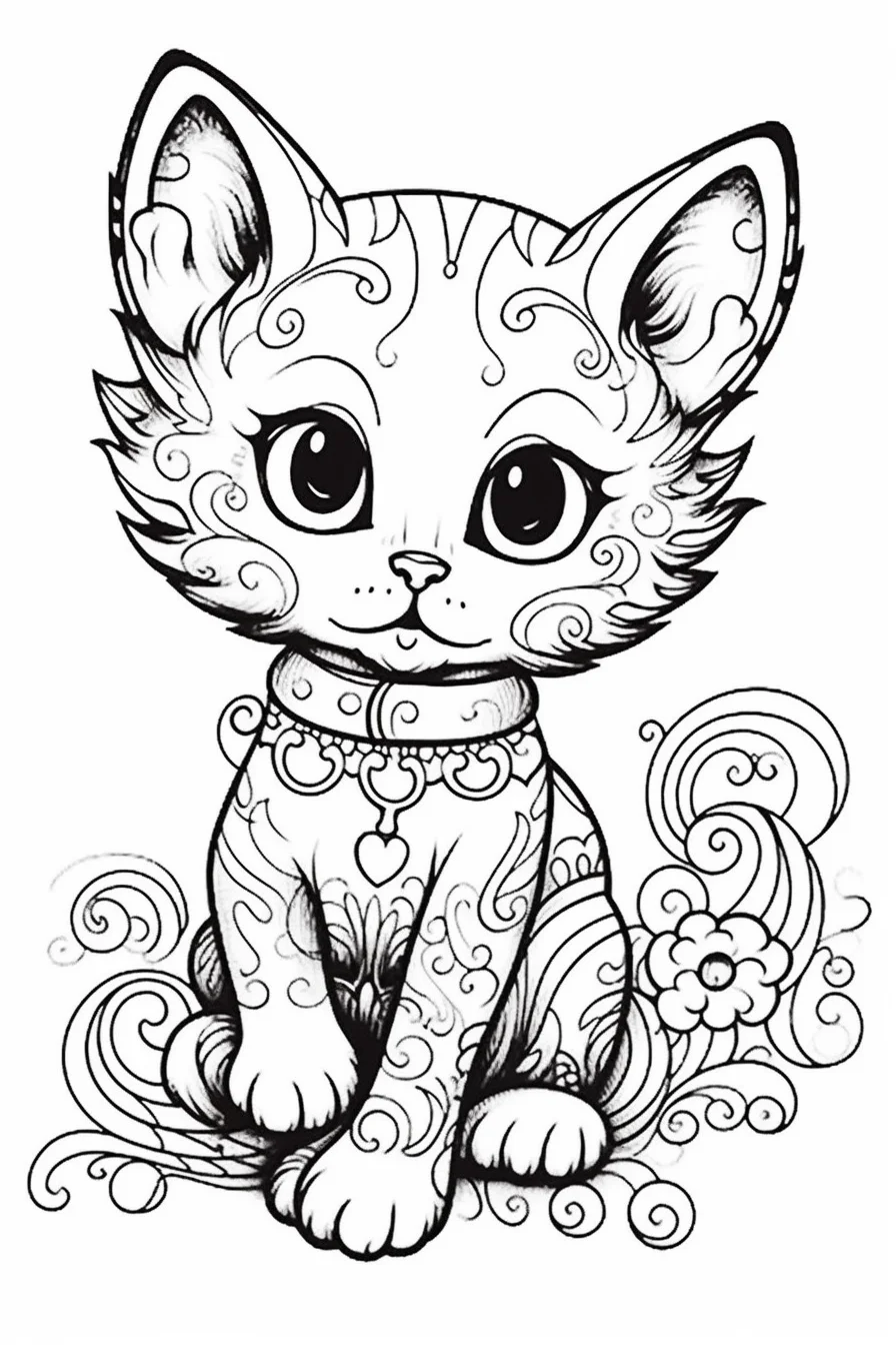 free cat coloring pages for adults