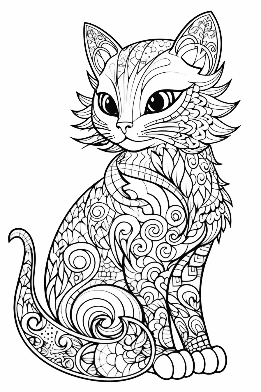 free cat coloring pages printable for adults