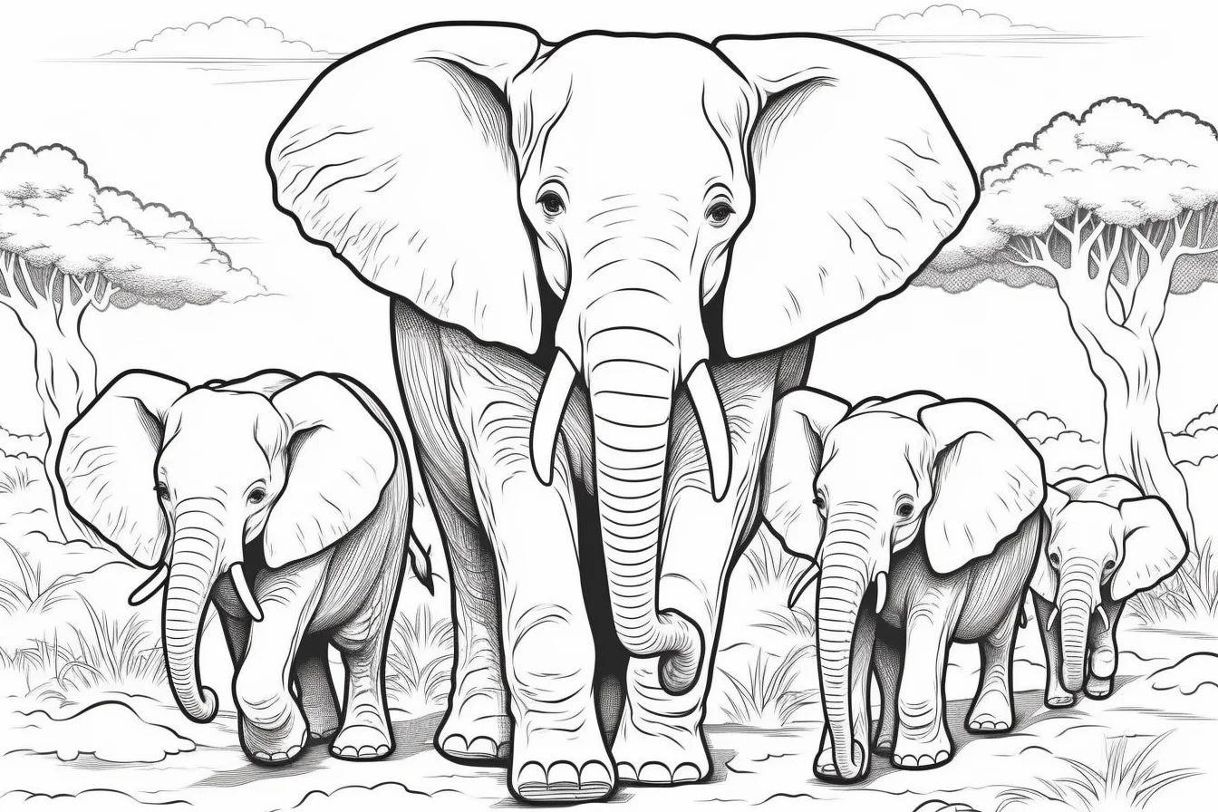 free coloring pages for kids elephant
