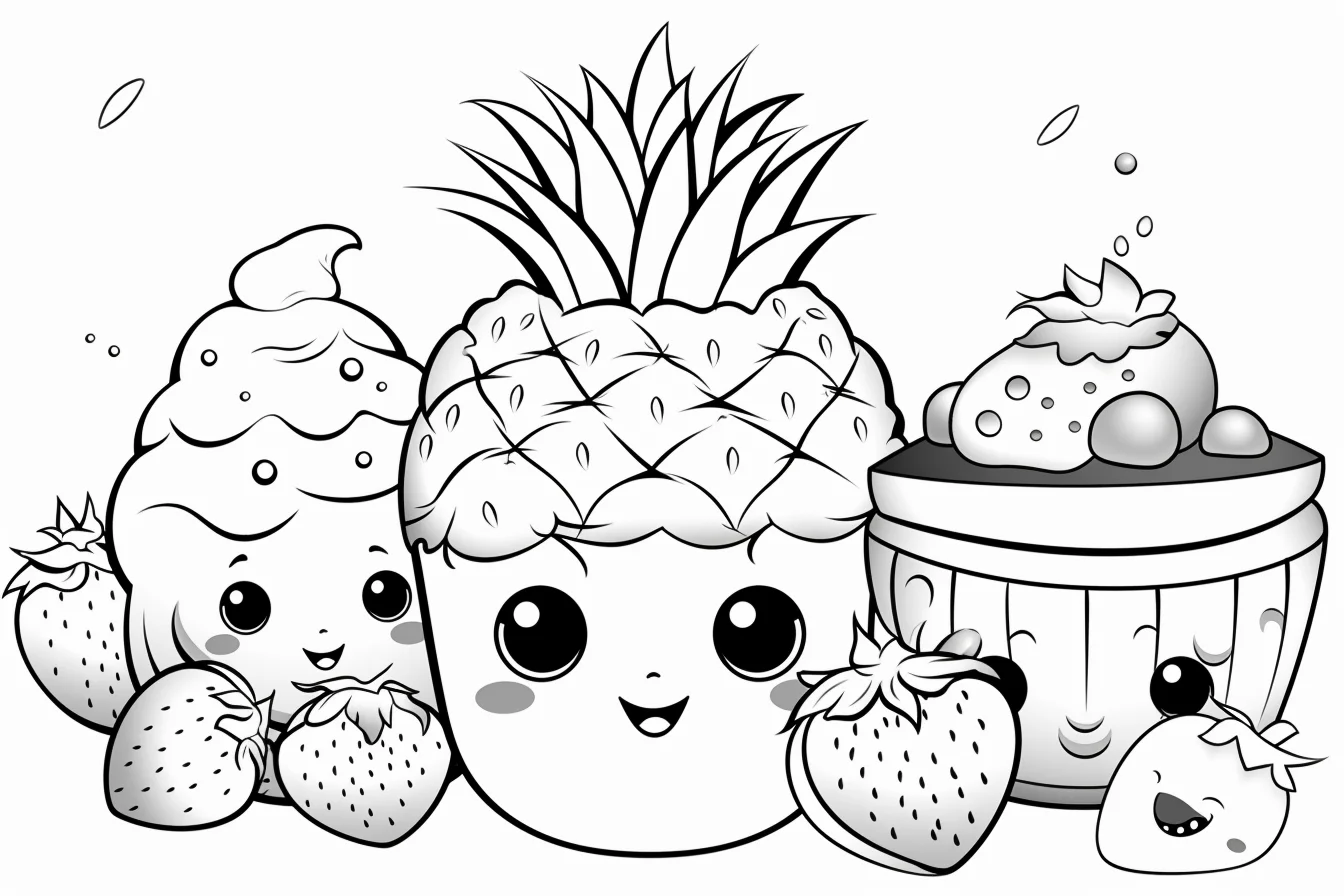 free cute dessert kawaii food coloring pages