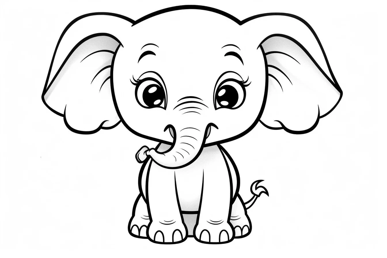 free cute elephant coloring pages printable