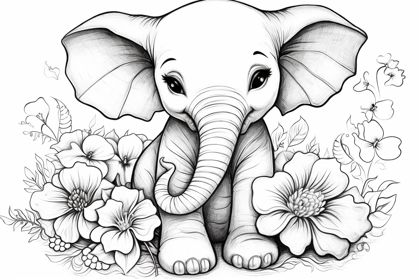 free cute elephant coloring pages