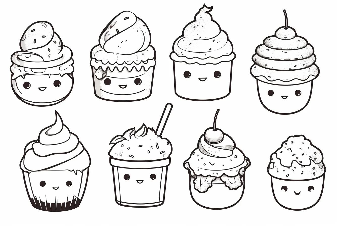 free dessert kawaii food coloring pages