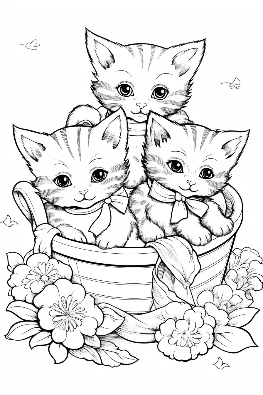free easy cat coloring pages for adults
