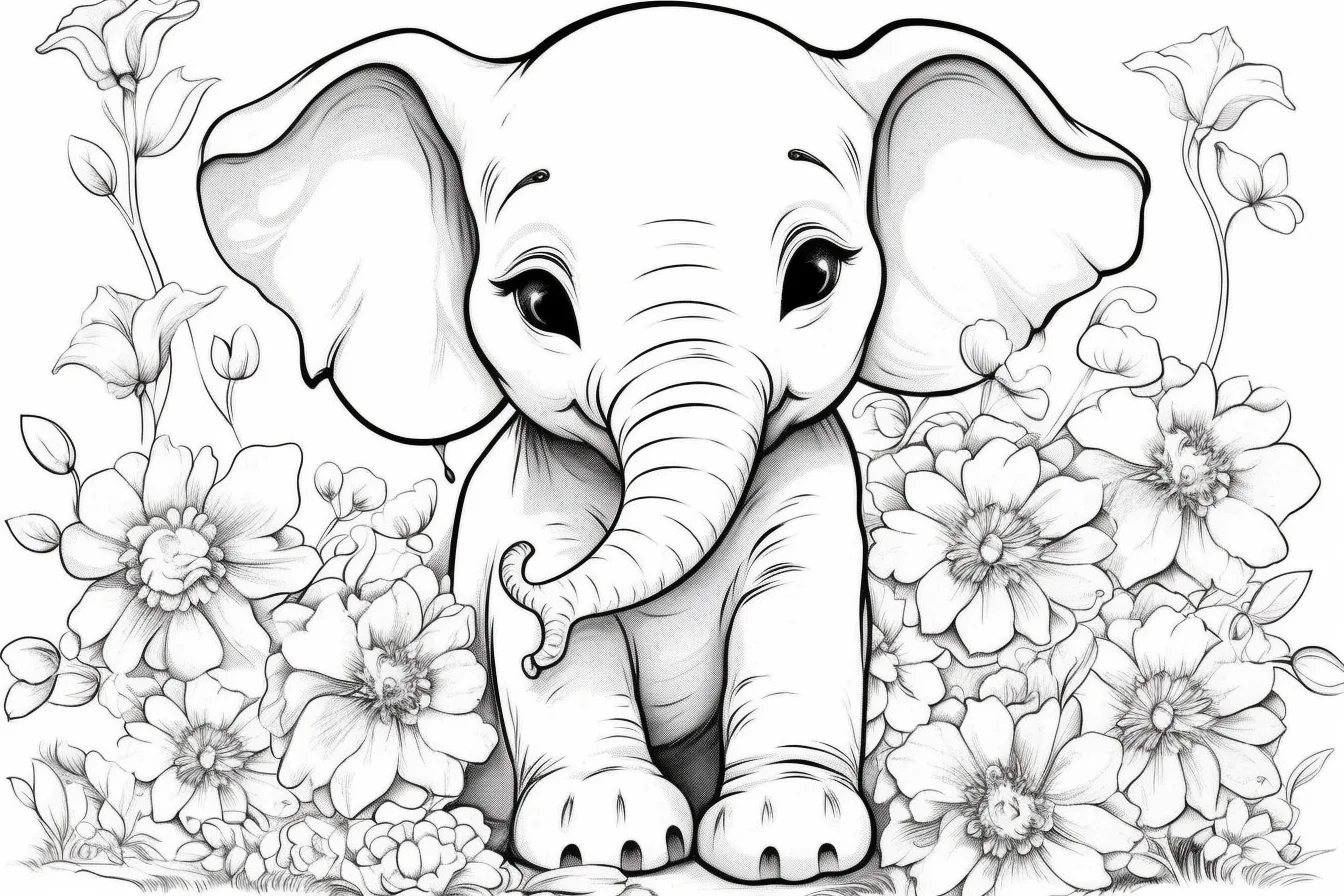free elephant coloring pages for adults