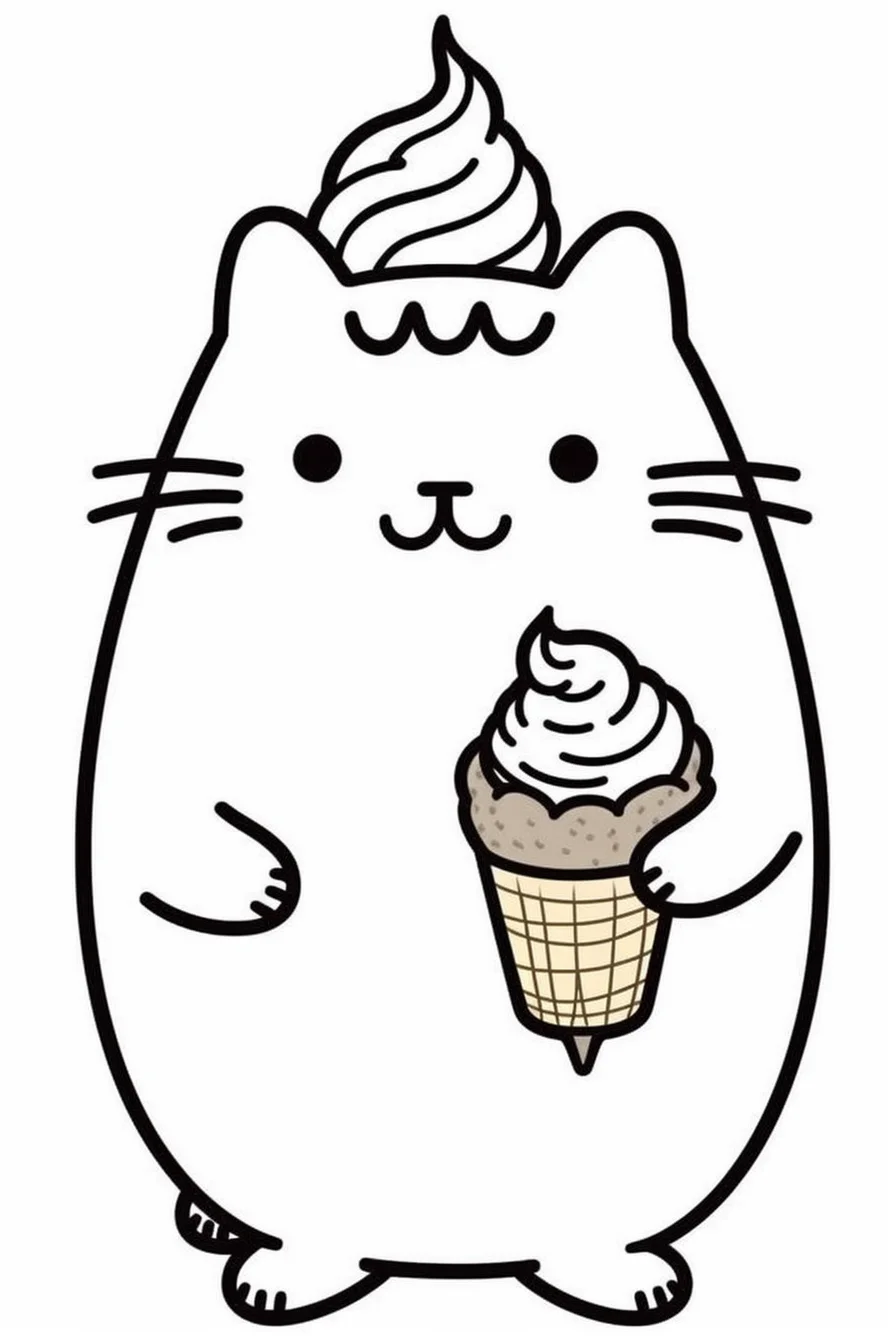 free kawaii cat coloring pages easy
