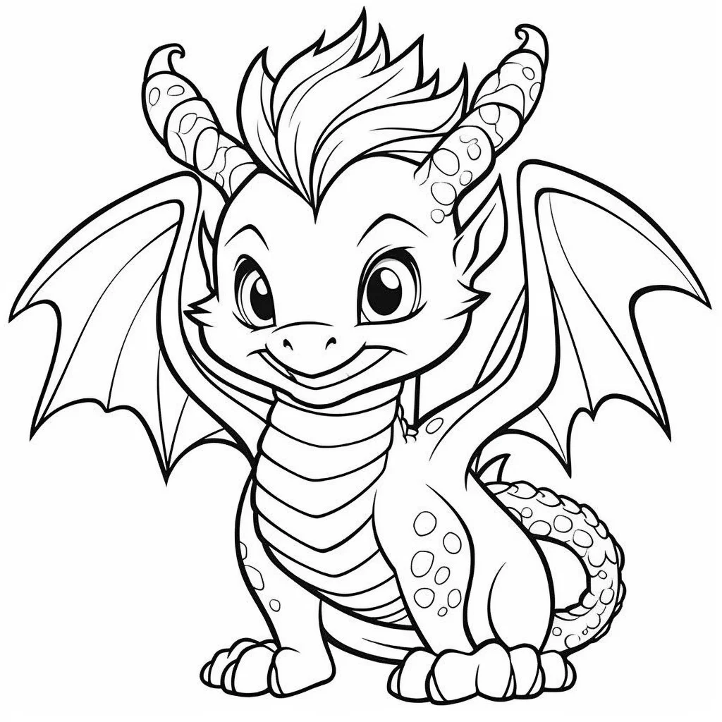 free kawaii cute dragon coloring pages