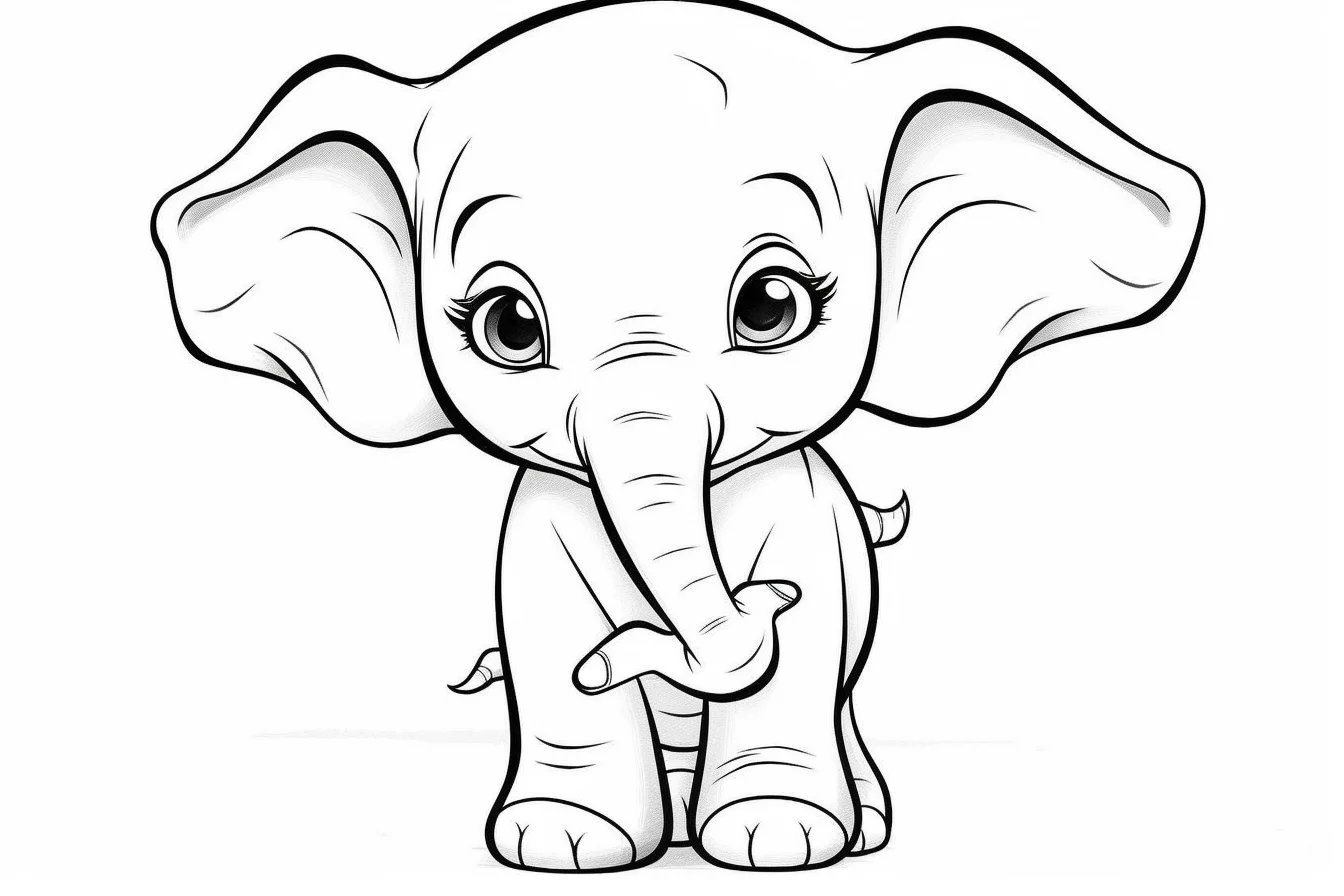 free kawaii elephant coloring pages for kids