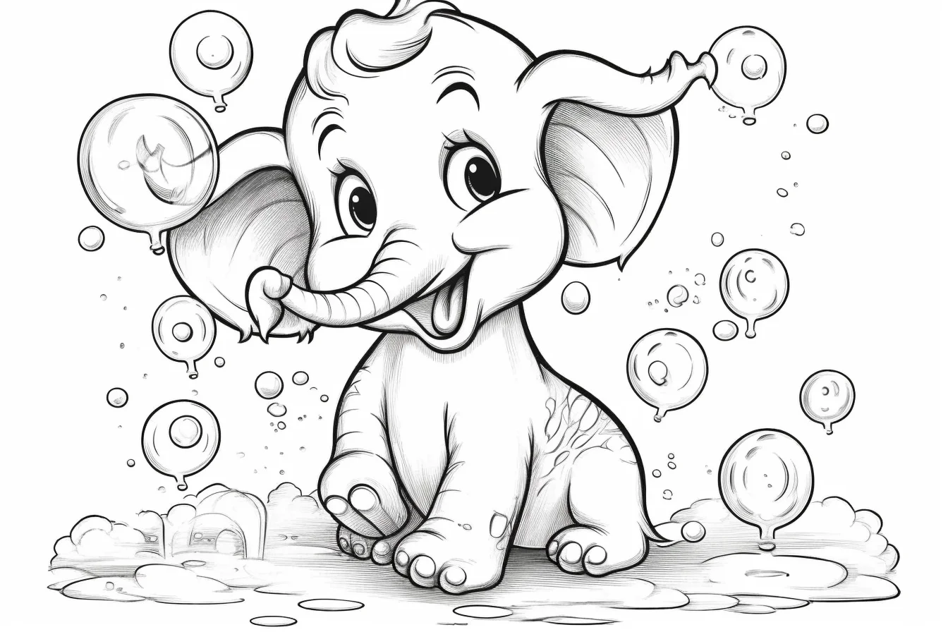 free kawaii elephant coloring pages