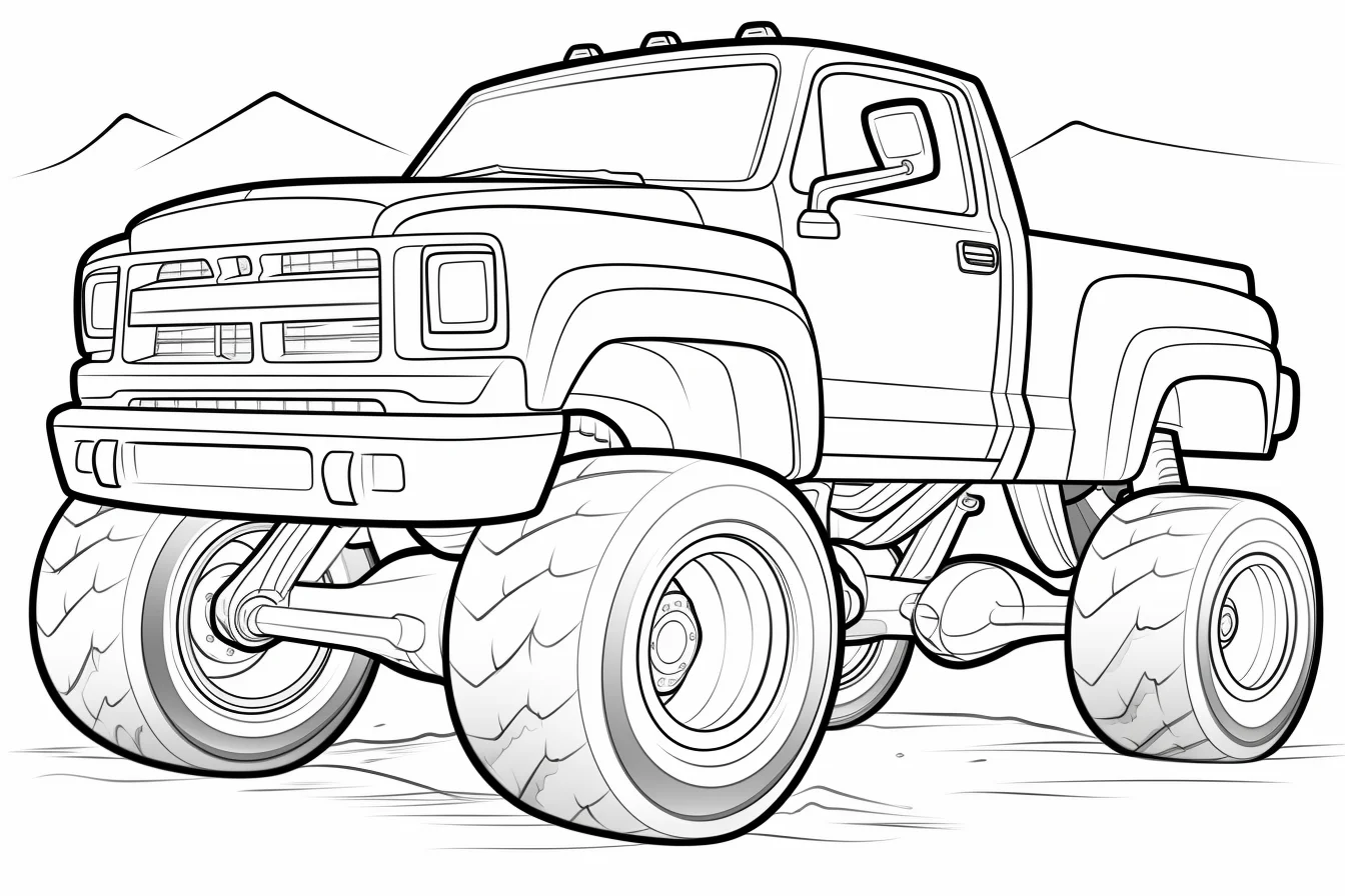 free monster truck coloring page for kids